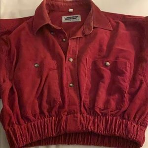 Urban Renewal (UO) corduroy cropped button-up